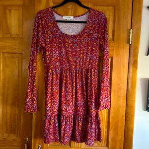 No Comment Floral Dress Dark Red  Medium